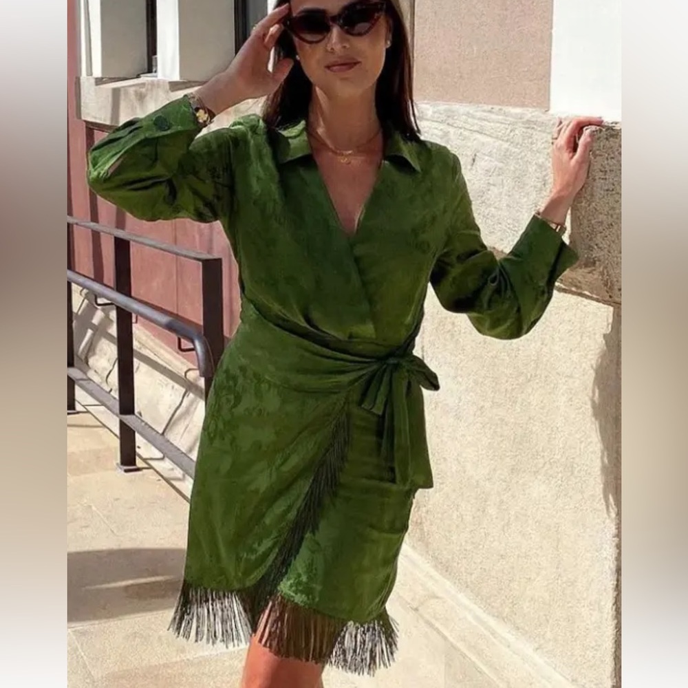 Zara green wrap dress